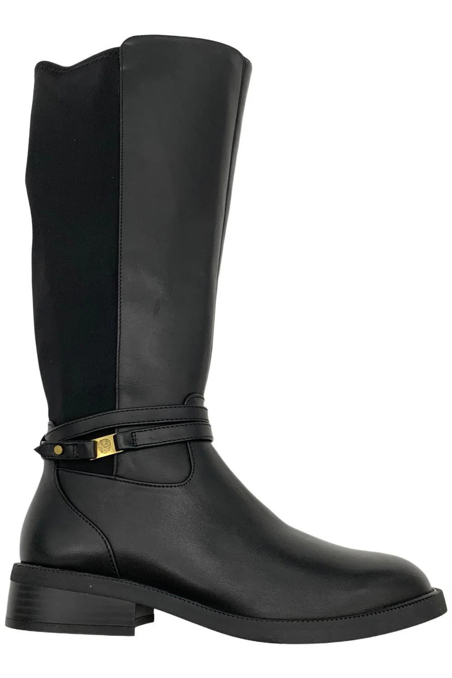 Vince Camuto Women's Wide Calf Leather Tall Boot Black Leather - Wide